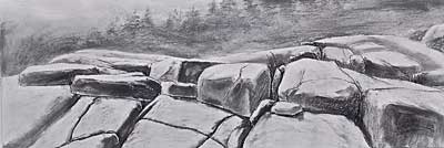 "Brown Island Granite, charcoal, 19" x 50", 2007